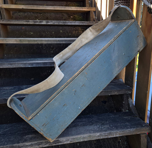 Old Carpenter's Wooden Toolbox Caddy - canvas strap