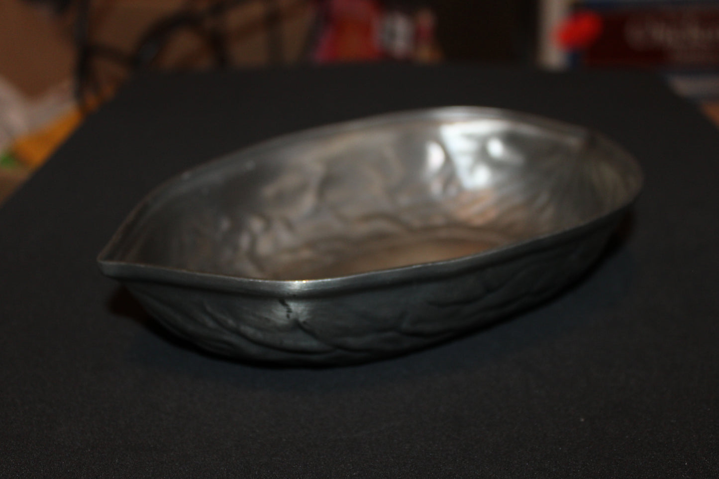 SKS Zinn stamped ~ 95% Pewter ~ Walnut shaped tray - Germany