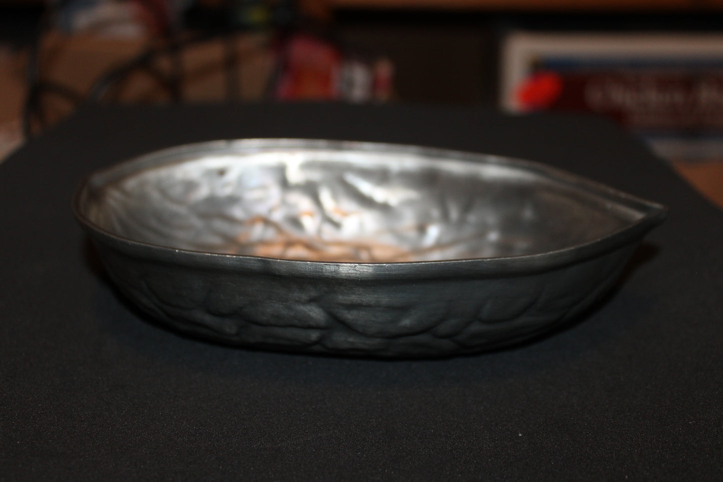 SKS Zinn stamped ~ 95% Pewter ~ Walnut shaped tray - Germany