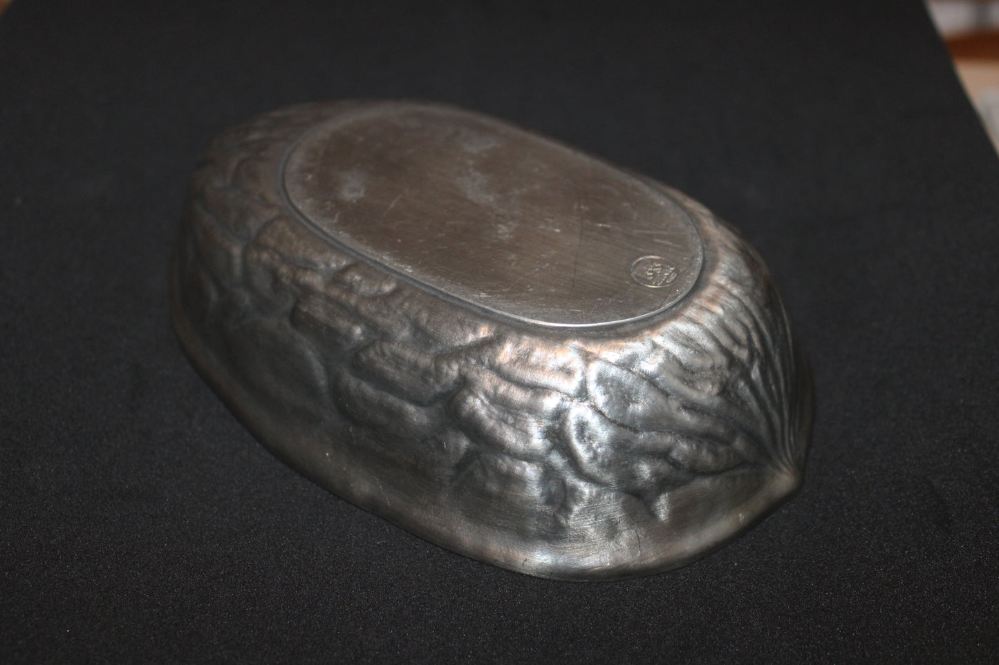 SKS Zinn stamped ~ 95% Pewter ~ Walnut shaped tray - Germany