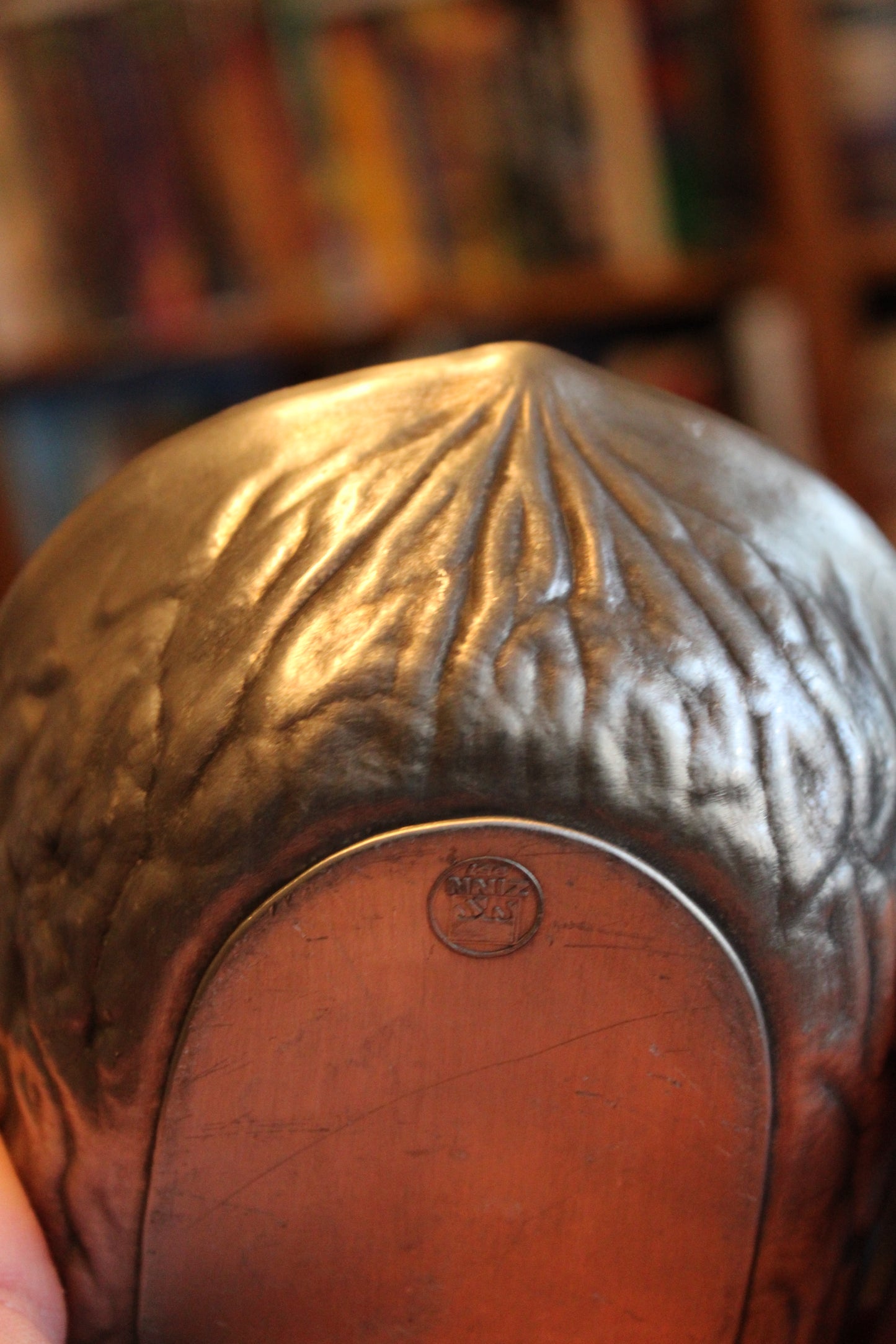 SKS Zinn stamped ~ 95% Pewter ~ Walnut shaped tray - Germany