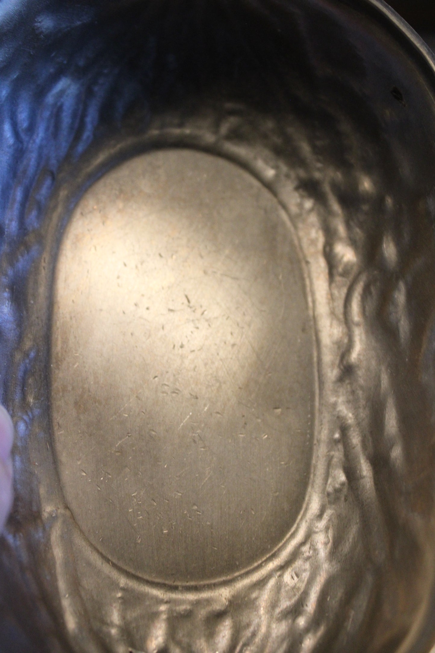 SKS Zinn stamped ~ 95% Pewter ~ Walnut shaped tray - Germany