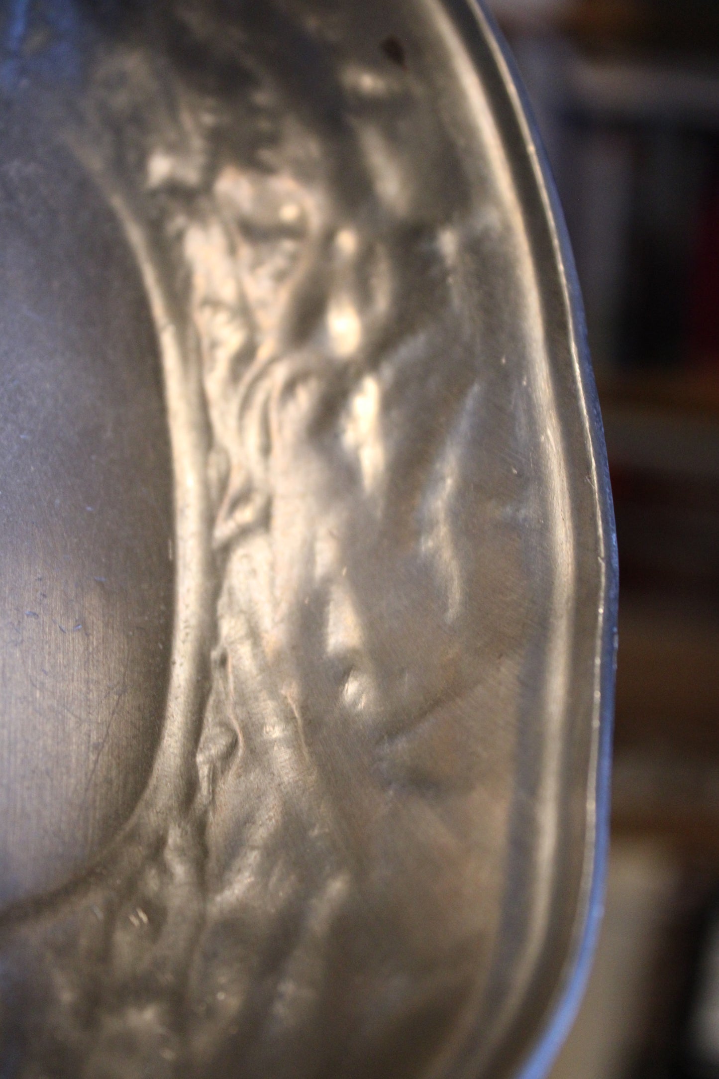 SKS Zinn stamped ~ 95% Pewter ~ Walnut shaped tray - Germany