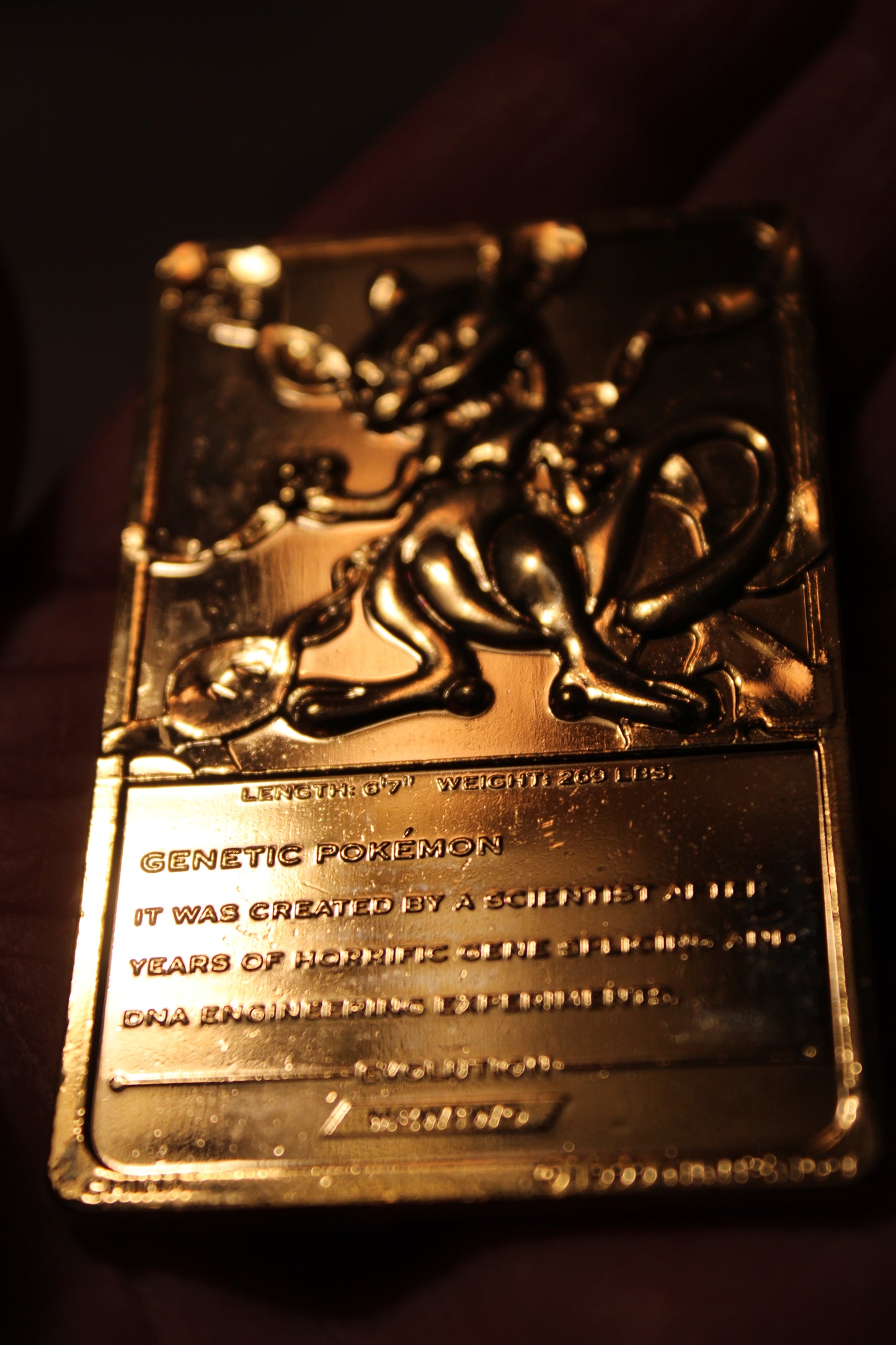 A POKEMON MEWTWO ~ 23K GOLD PLATED ~ CARD # 150 - 1999 - 54 grams - Nintendo