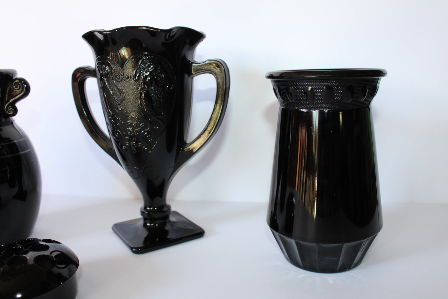 Black Amethyst Glass Collection Vintage L.E. Smith
