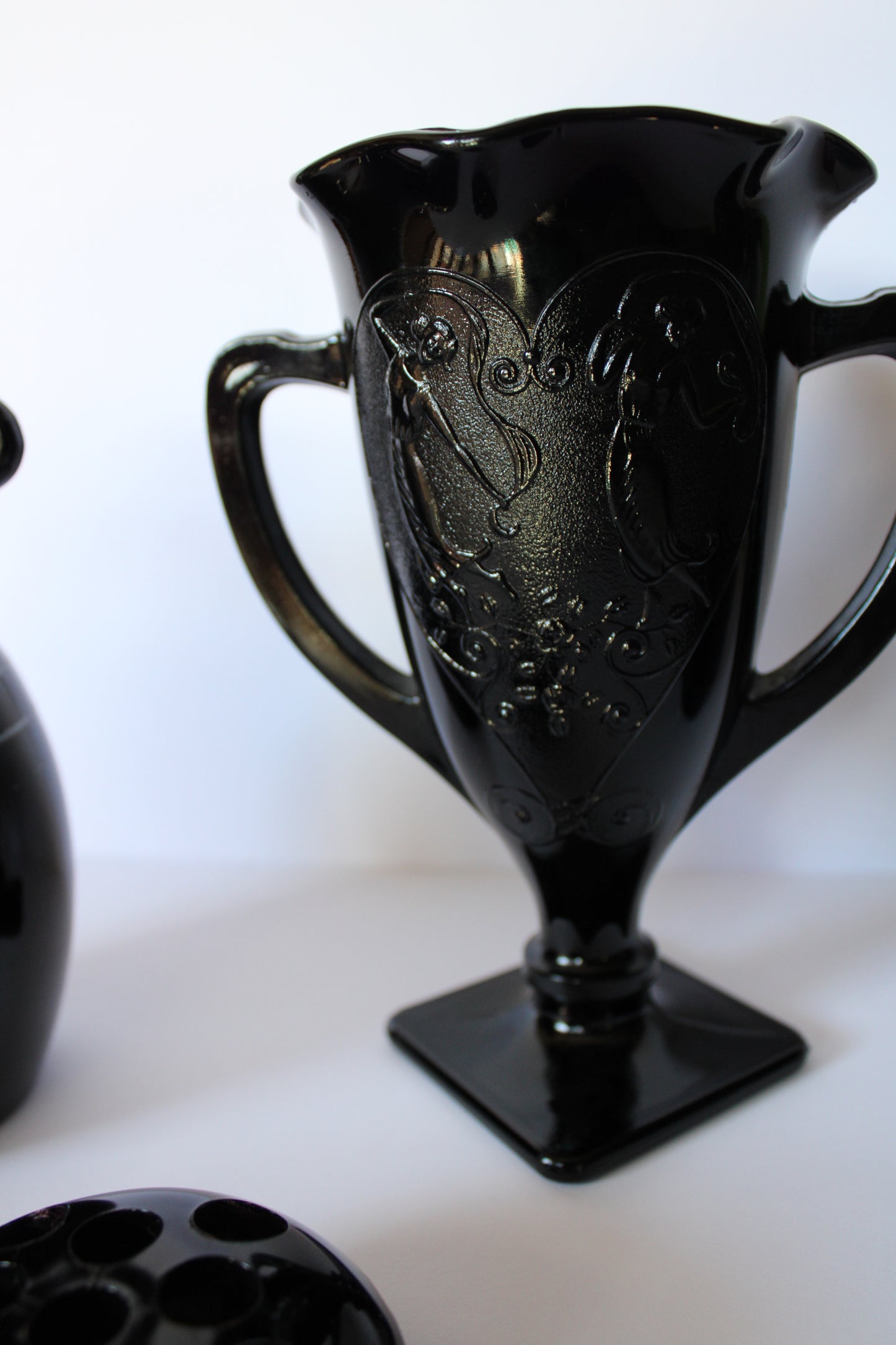 Black Amethyst Glass Collection Vintage L.E. Smith
