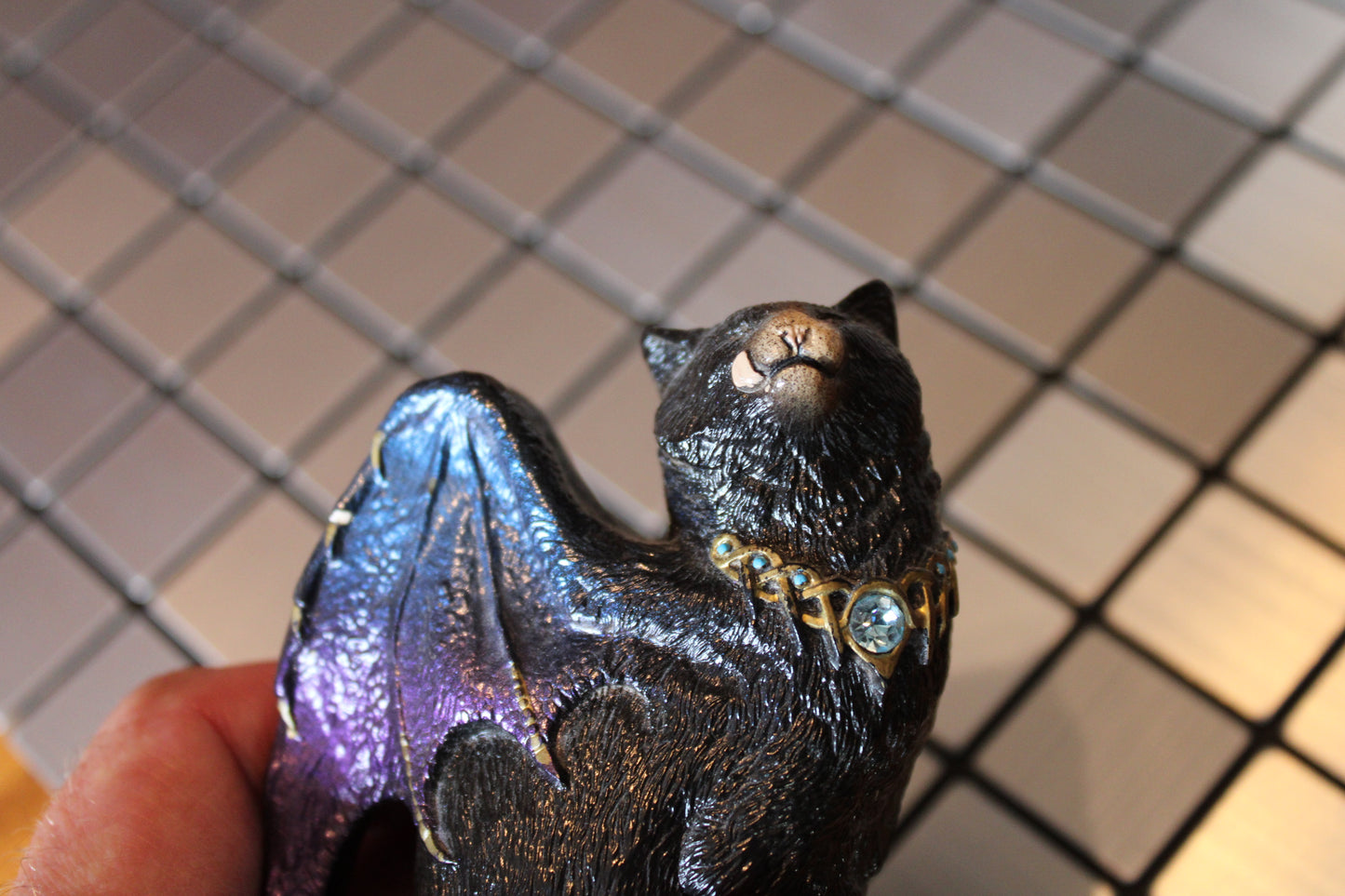 Windstone Editions ~ Black Flap Cat Pena - circa 1988 Bat Dragon Wing