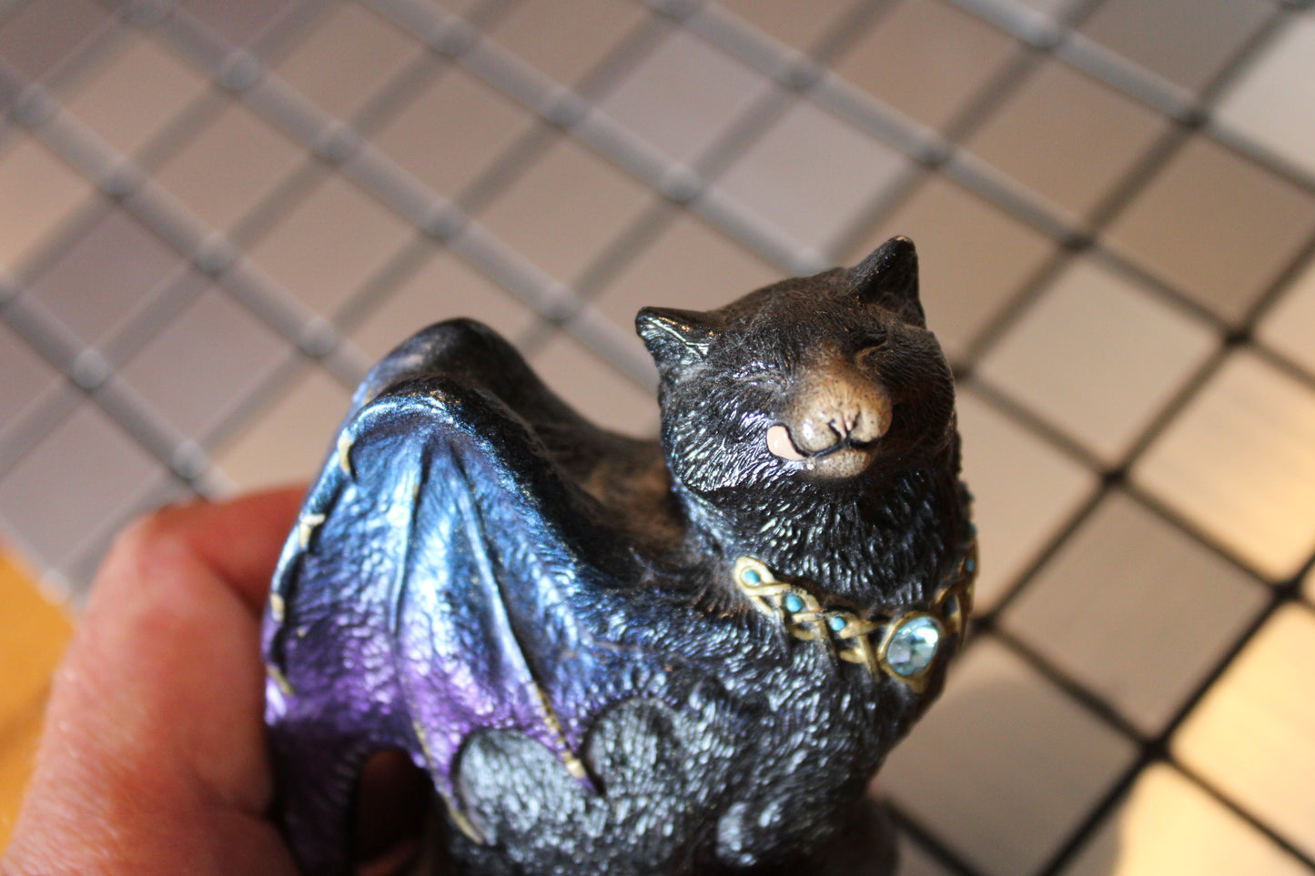 Windstone Editions ~ Black Flap Cat Pena - circa 1988 Bat Dragon Wing