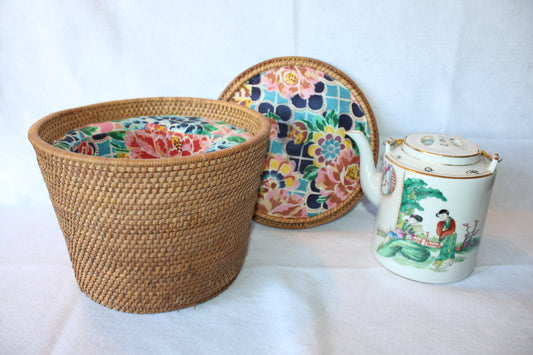 Famille Rose - Jiangxi Zhen Pin Porcelain ~ Early Chinese Teapot & Basket