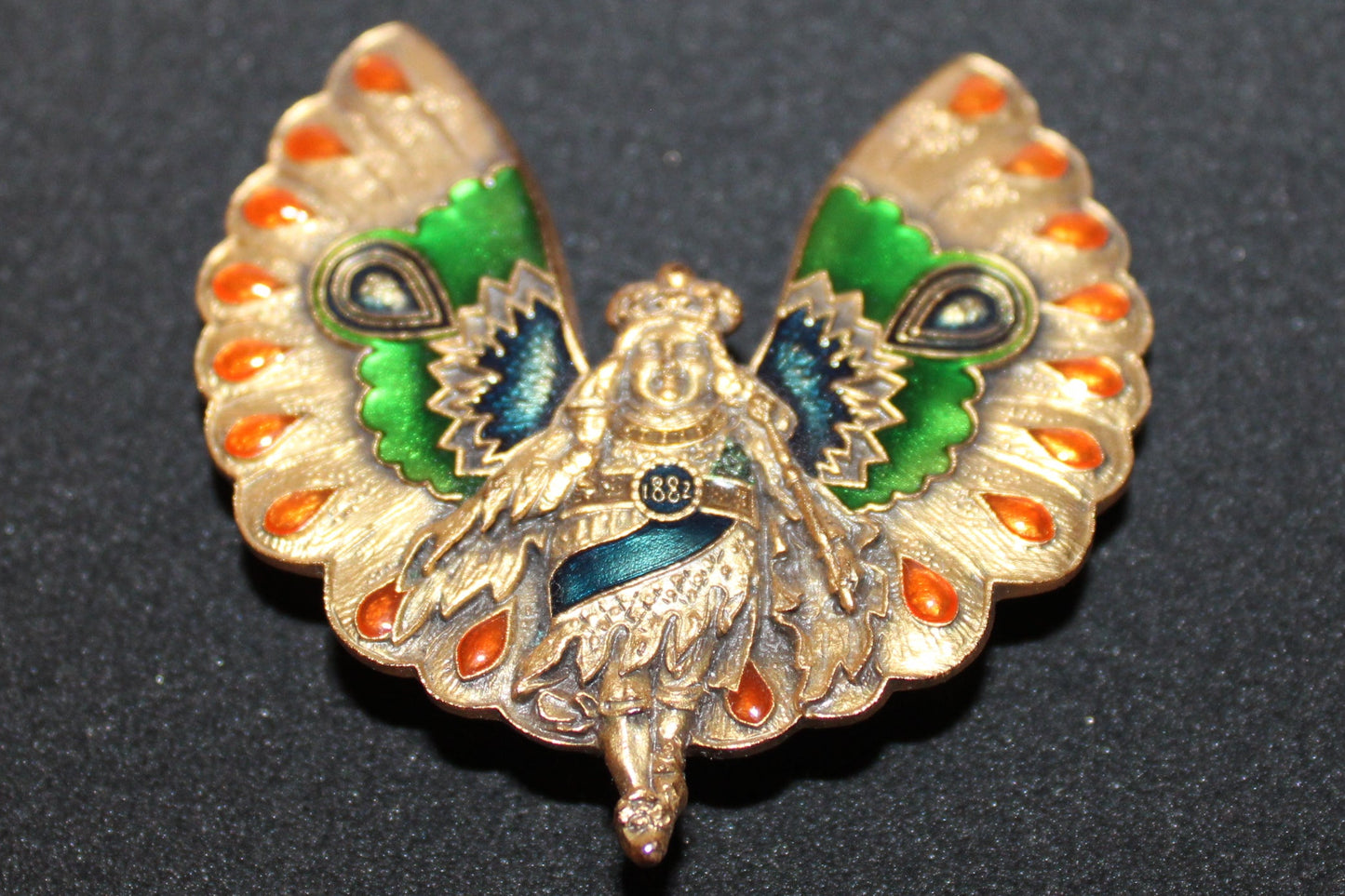 REX Butterfly King New Orleans Gold plated Mardi Gras Krewe Favor Adler's Brooch