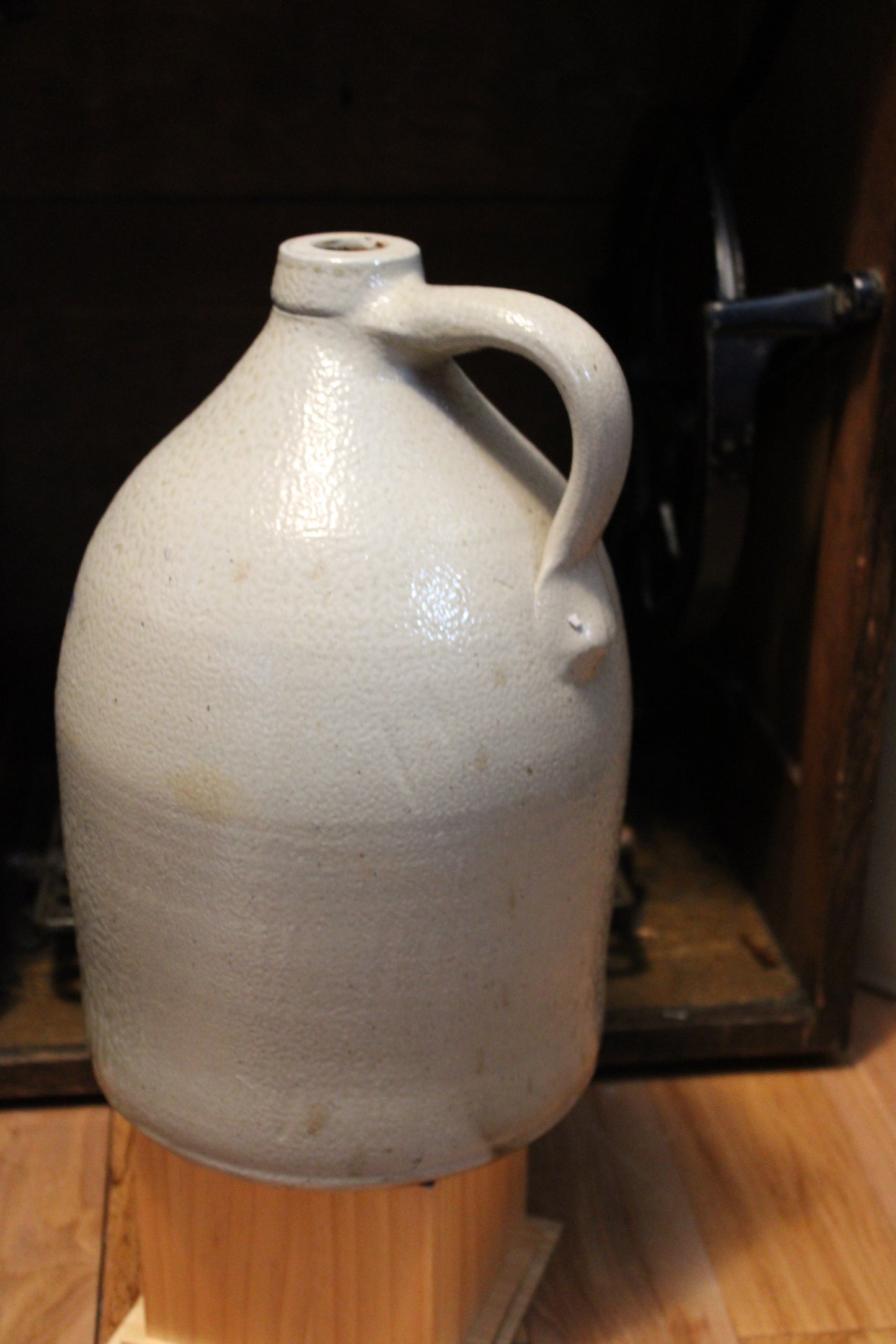 Rare Satterlee & Mory Fort Edwards N.Y. - Antique Jug Crock Cobalt Blue on Grey