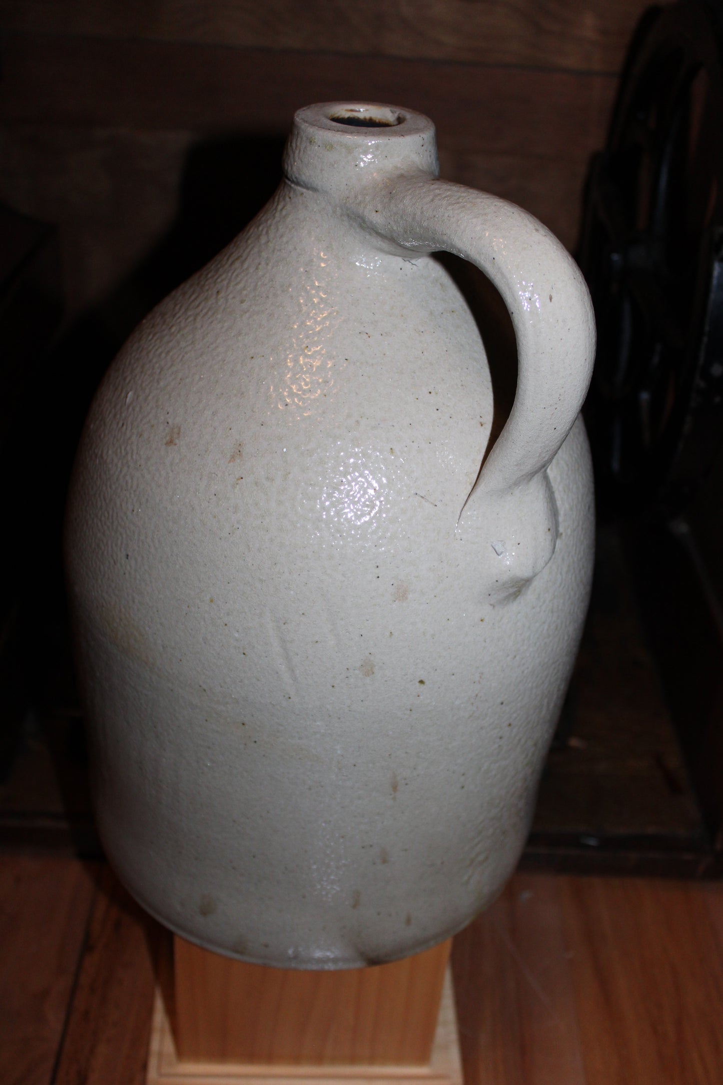 Rare Satterlee & Mory Fort Edwards N.Y. - Antique Jug Crock Cobalt Blue on Grey