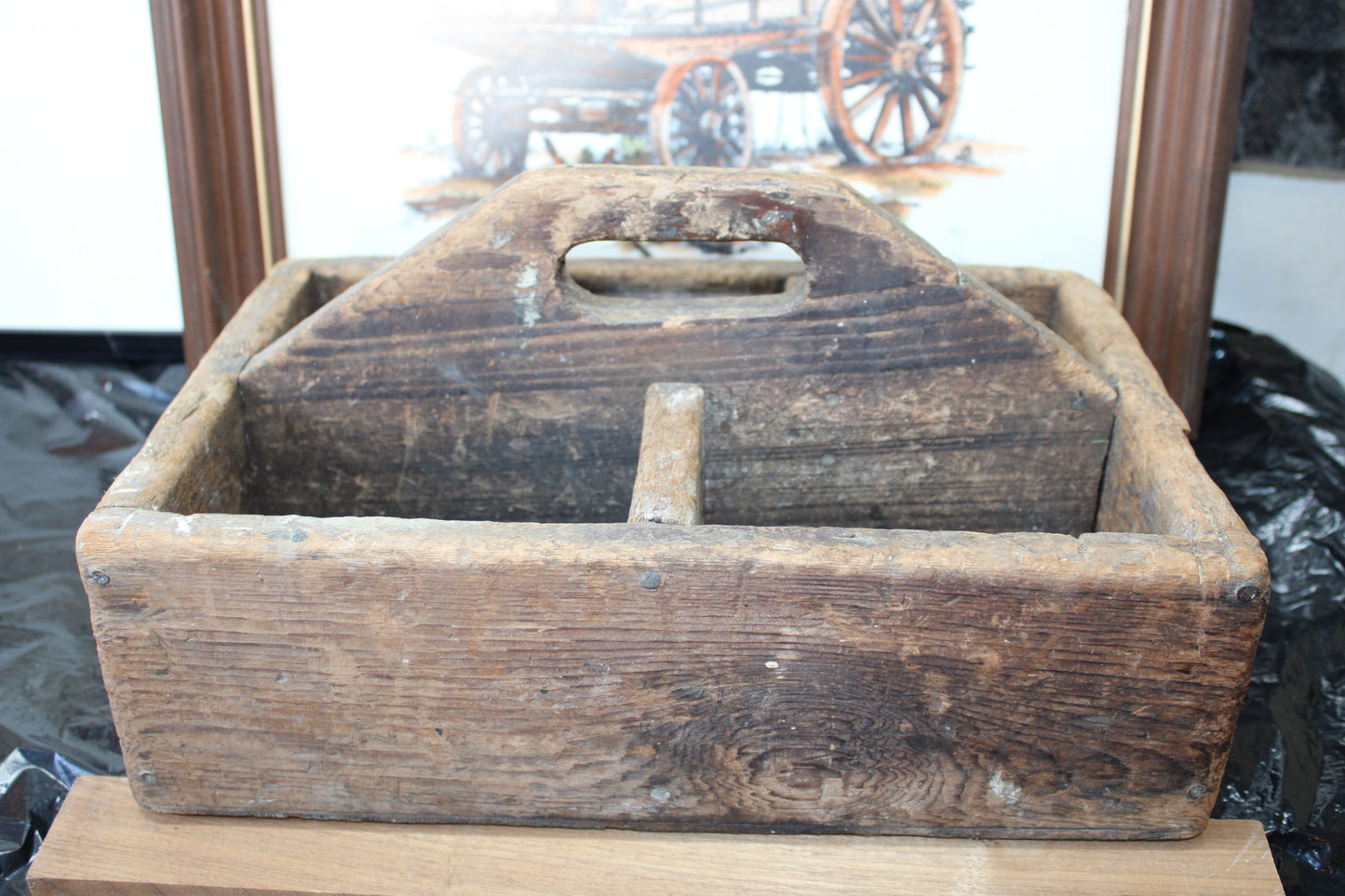 Antique Tool Tray - Wooden Caddy - Very Old - One of a Kind