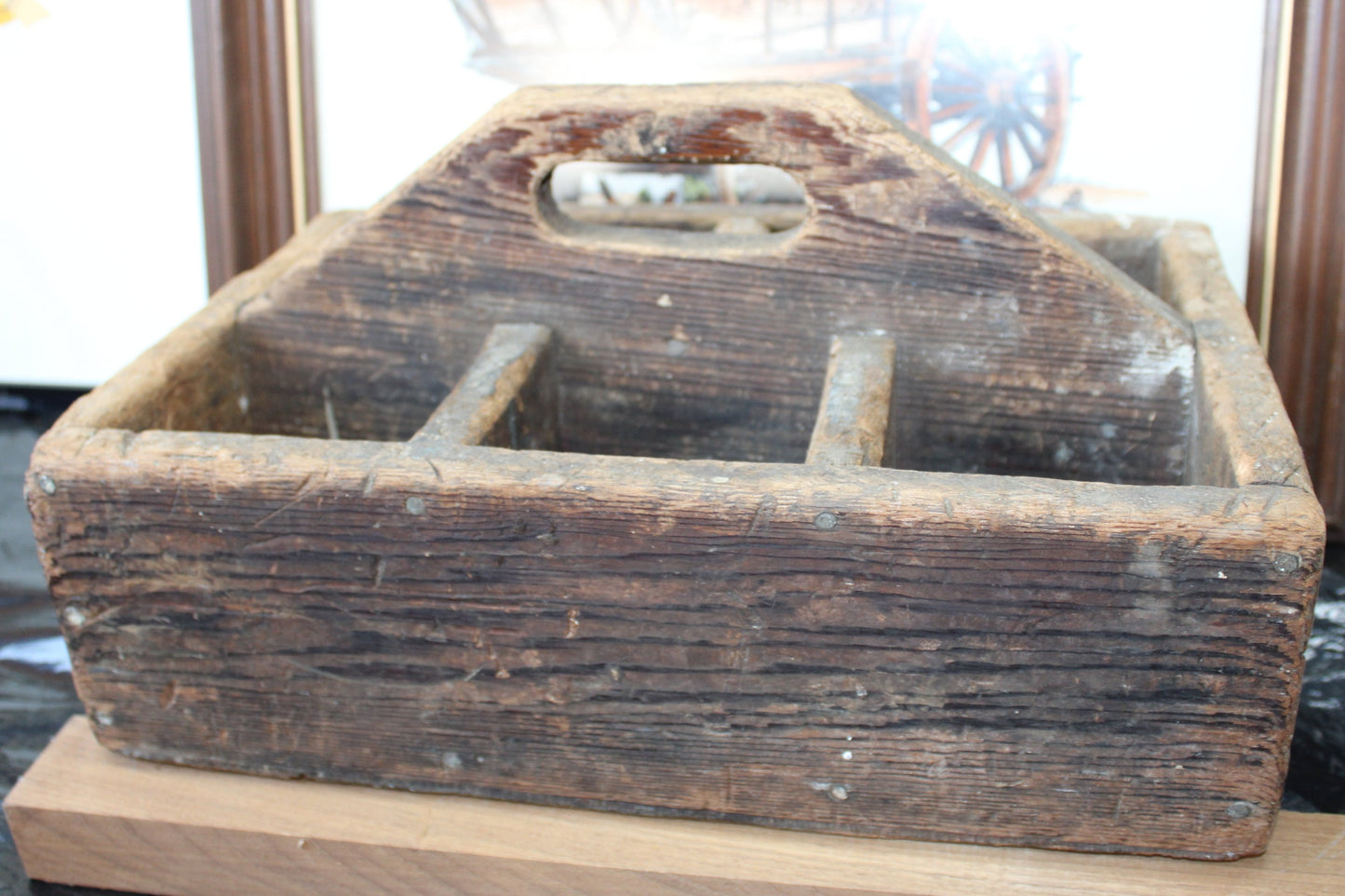 Antique Tool Tray - Wooden Caddy - Very Old - One of a Kind