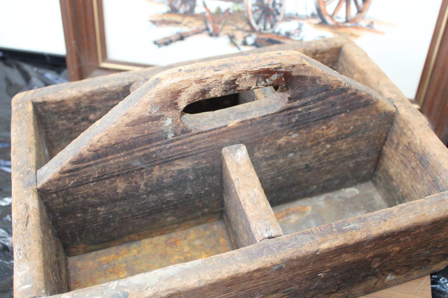 Antique Tool Tray - Wooden Caddy - Very Old - One of a Kind