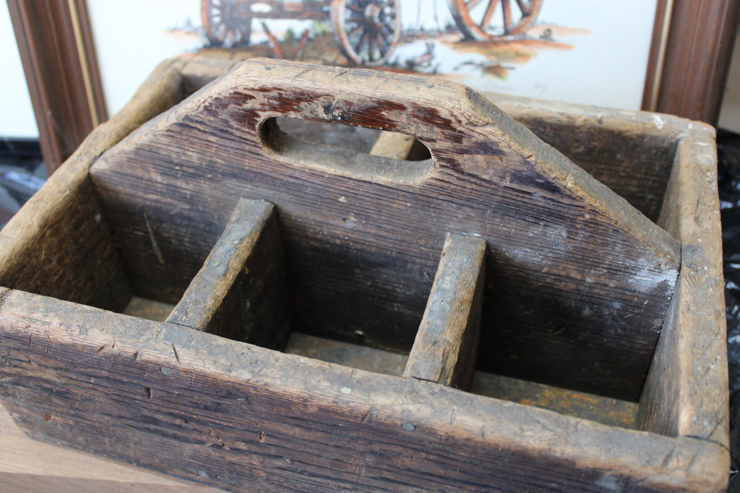 Antique Tool Tray - Wooden Caddy - Very Old - One of a Kind