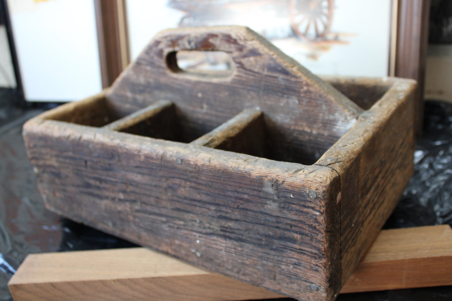 Antique Tool Tray - Wooden Caddy - Very Old - One of a Kind