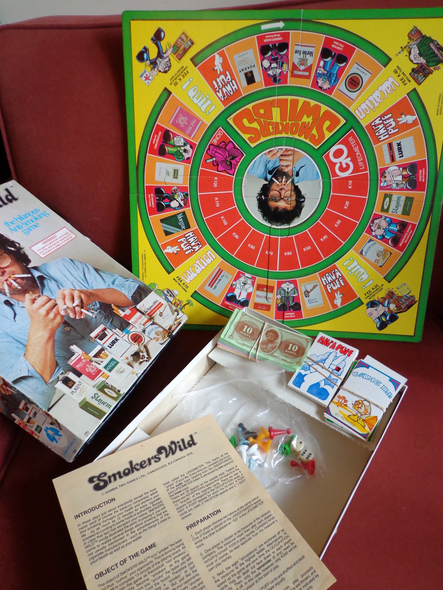 1978 Smokers Wild board Game