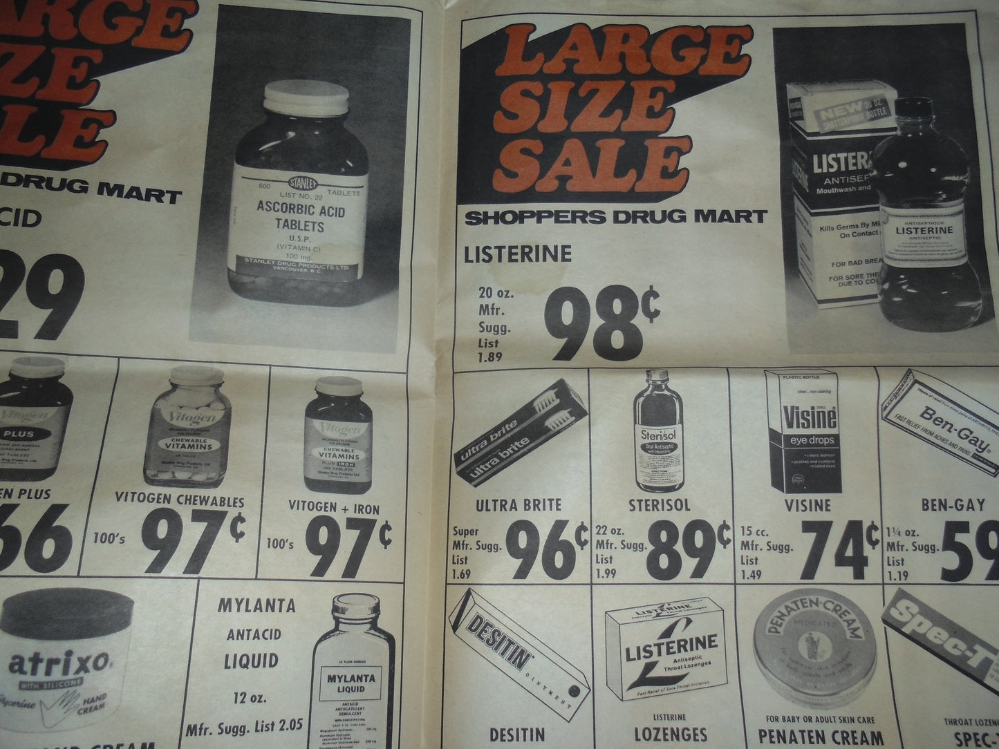 Retro 1972 Shopper's Drug Mart Flyer Large Size Sale!