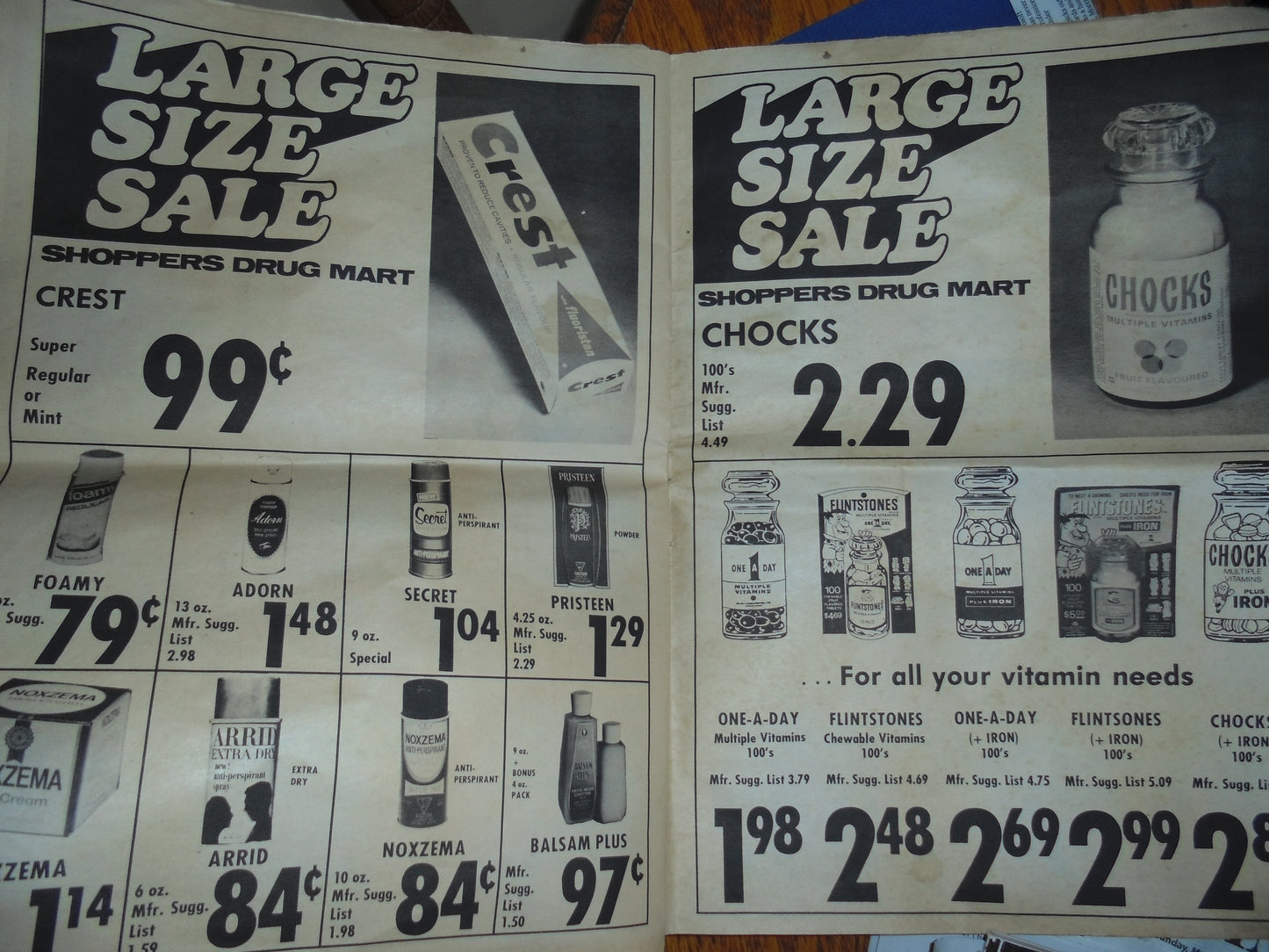 Retro 1972 Shopper's Drug Mart Flyer Large Size Sale!