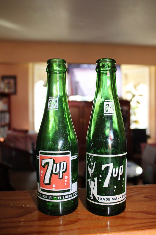 Rare Soda Bottles 'You like it it likes You" 7 UP 50s & 70s Seven Up